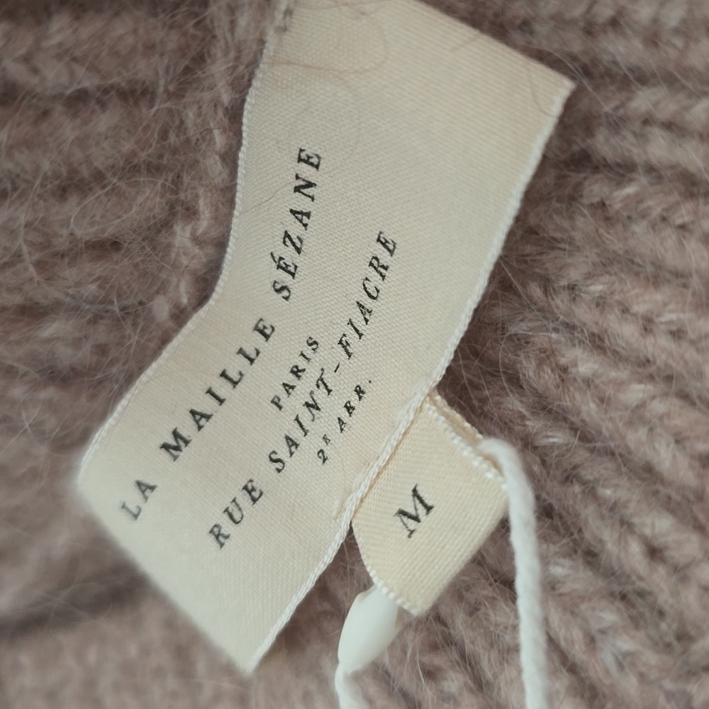 LA MAILLE SÉZANE Suzon Mohair Embroidered Floral Sweater Mottled Beige NWT RARE - Picture 5 of 10